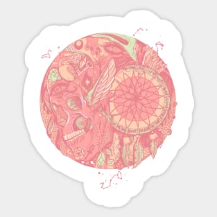 LPink Skull and Dreamcatcher Circle Sticker